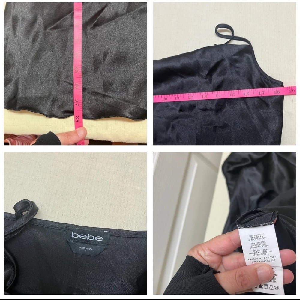 Bebe M black satin midi slip dress - Picture 3 of 9